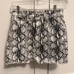 Frame Denim Black and White Snake Print Mini Skirt Size 23